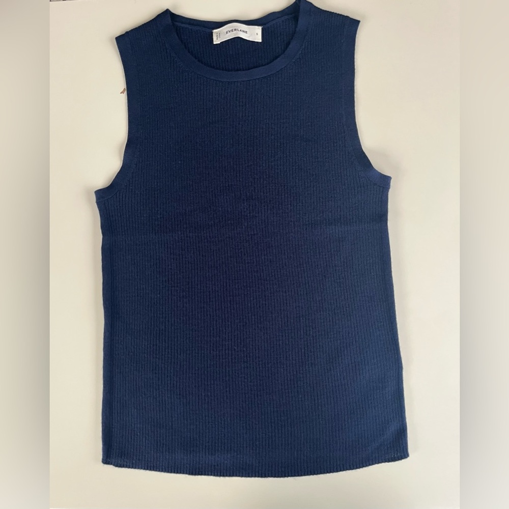 Everlane 100% Merino Wool Ribbed Tank – Navy Small
